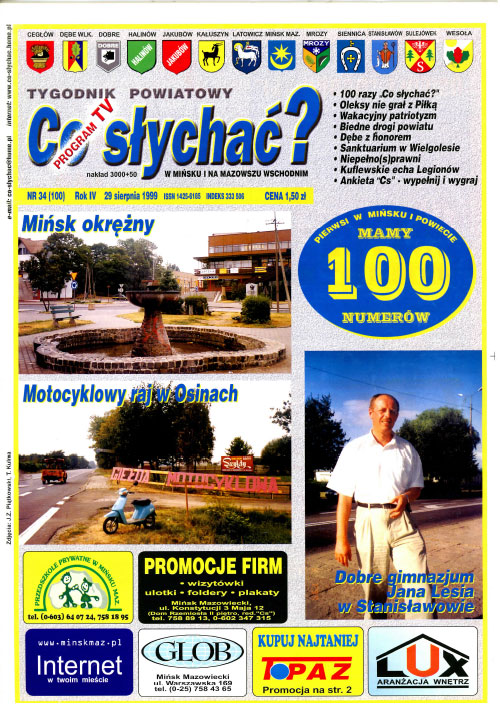Okładka gazety Co słychać? - nr 34 (100) 1999